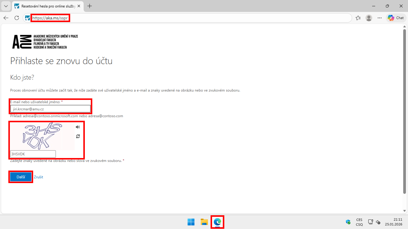 Obnova zapomenutého hesla do sítě AMU - 01