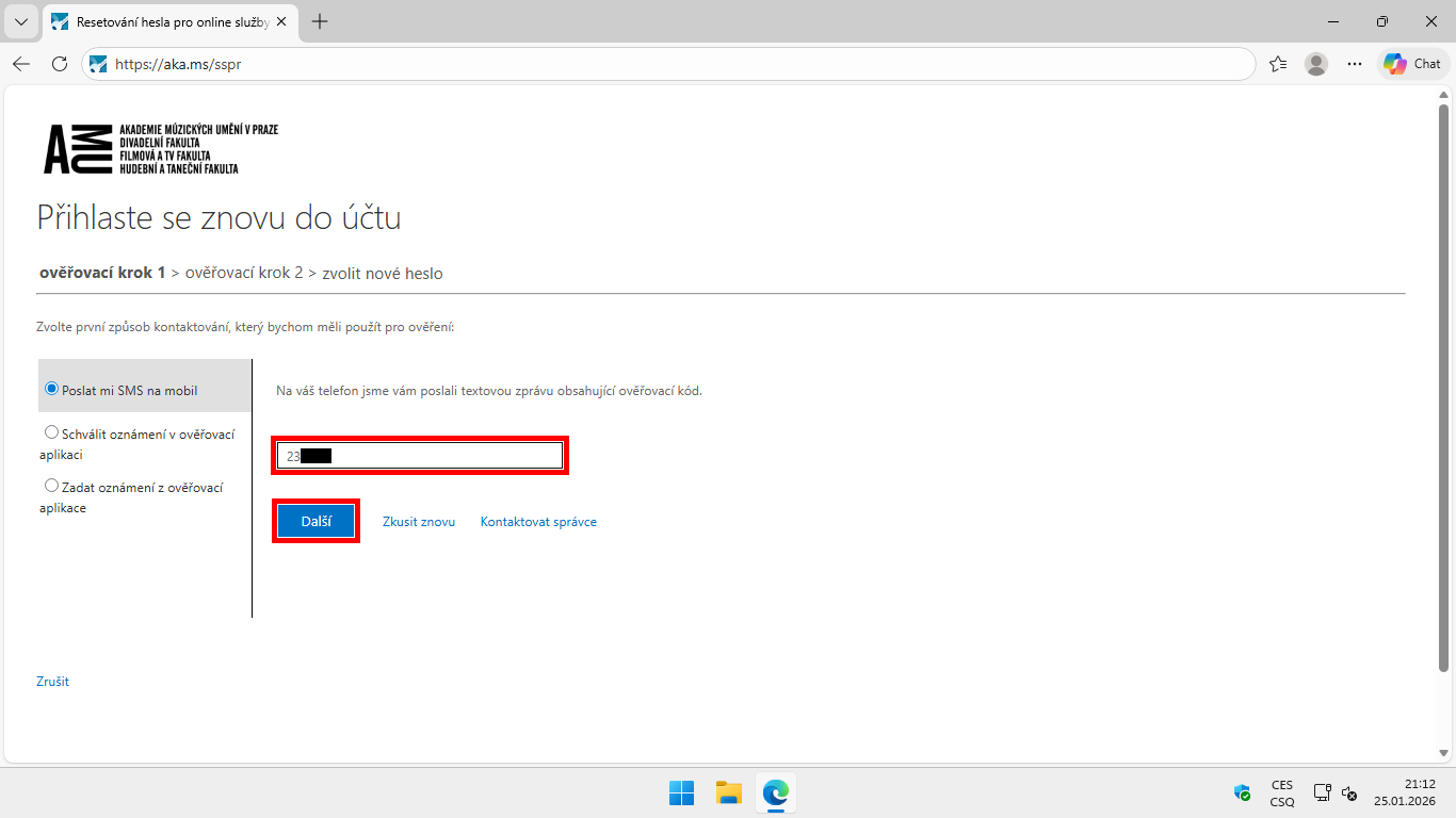 Reset of a forgotten AMU network password - 03