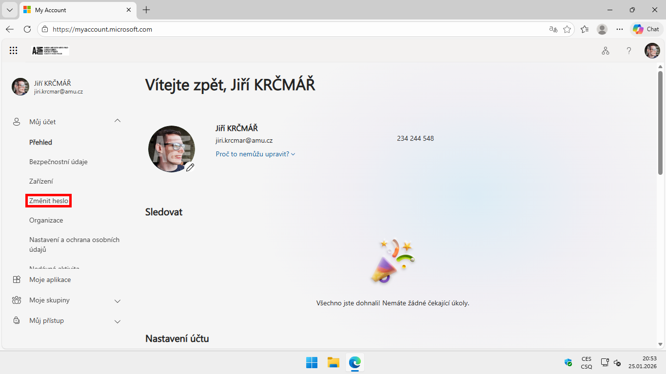 Změna hesla do sítě AMU - 04