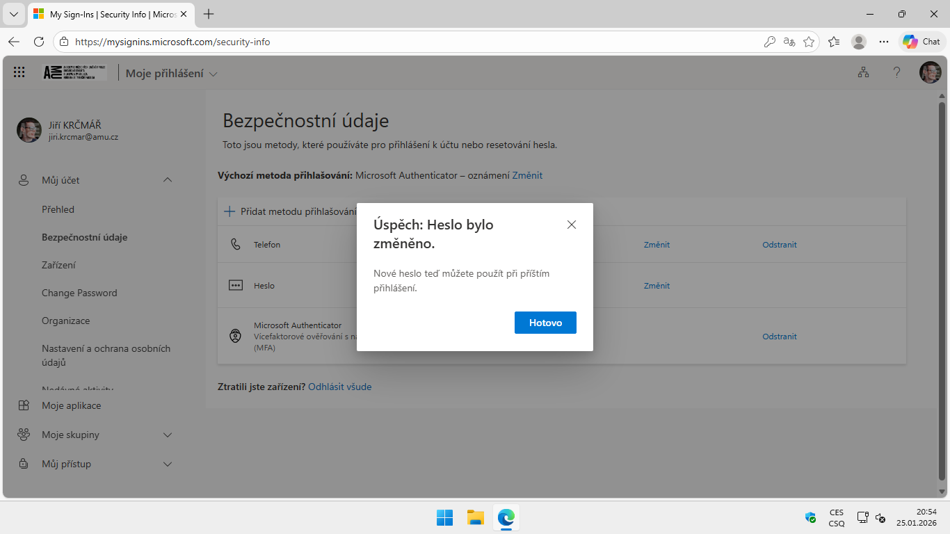Změna hesla do sítě AMU - 06